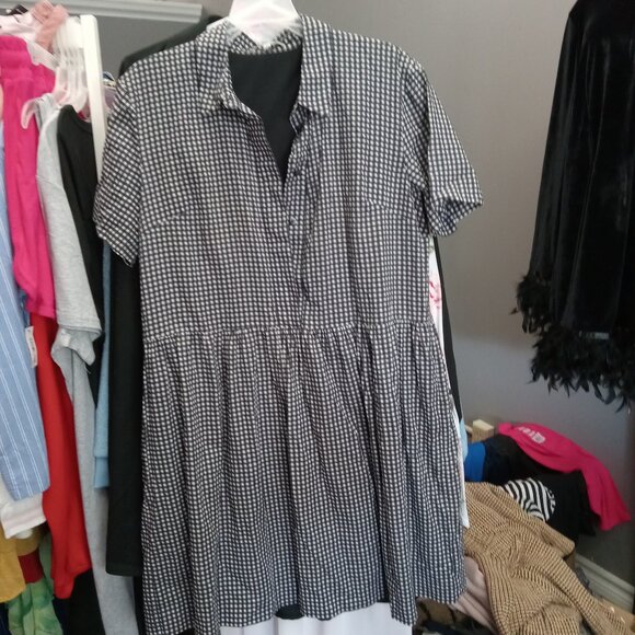 Madewell Black and White Gingham Mini Dress - Picture 1 of 2